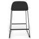 Almond Ash Shell Chair Medium Stool with Black Steel Frame