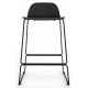 Almond Ash Shell Chair Medium Stool with Black Steel Frame