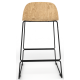 Almond Ash Shell Chair Medium Stool with Black Steel Frame