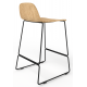 Almond Ash Shell Chair Medium Stool with Black Steel Frame