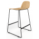 Almond Ash Shell Chair Medium Stool with Black Steel Frame