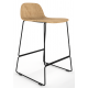 Almond Ash Shell Chair Medium Stool with Black Steel Frame