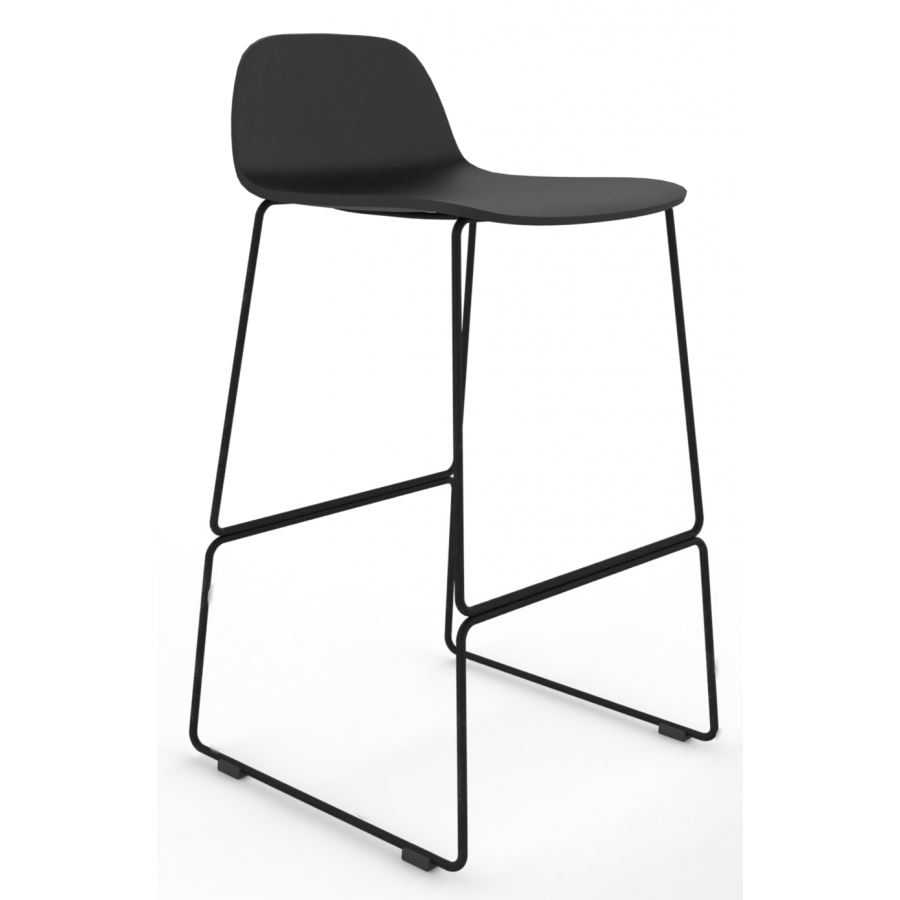 Almond Ash Shell Chair High Stool with Black Steel Frame