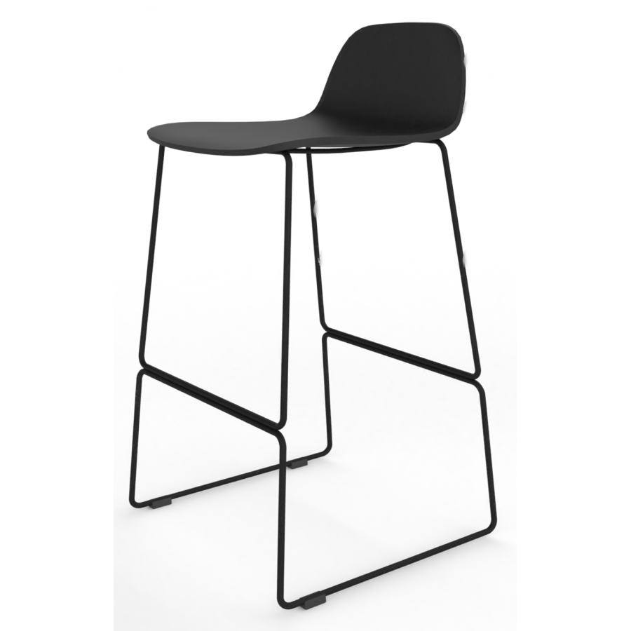 Almond Ash Shell Chair High Stool with Black Steel Frame