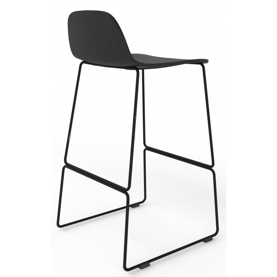 Almond Ash Shell Chair High Stool with Black Steel Frame