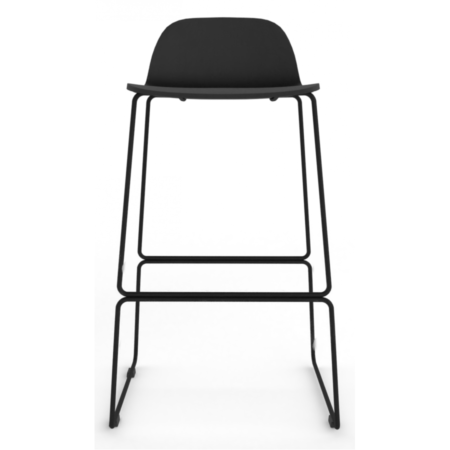 Almond Ash Shell Chair High Stool with Black Steel Frame