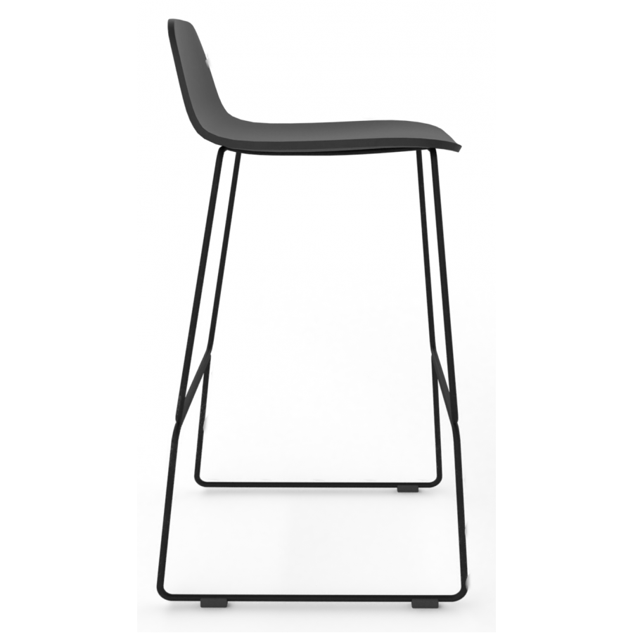 Almond Ash Shell Chair High Stool with Black Steel Frame