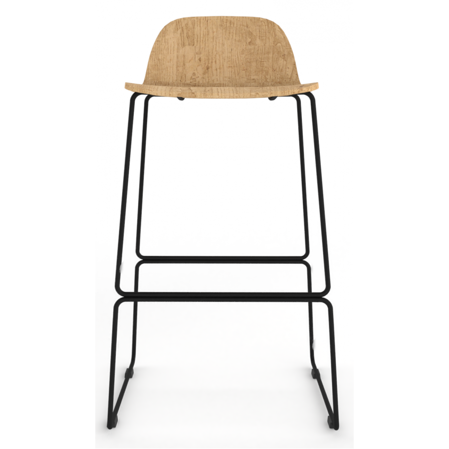 Almond Ash Shell Chair High Stool with Black Steel Frame