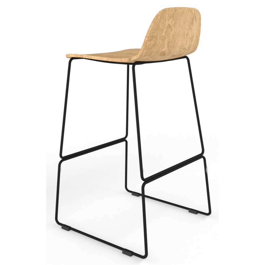 Almond Ash Shell Chair High Stool with Black Steel Frame