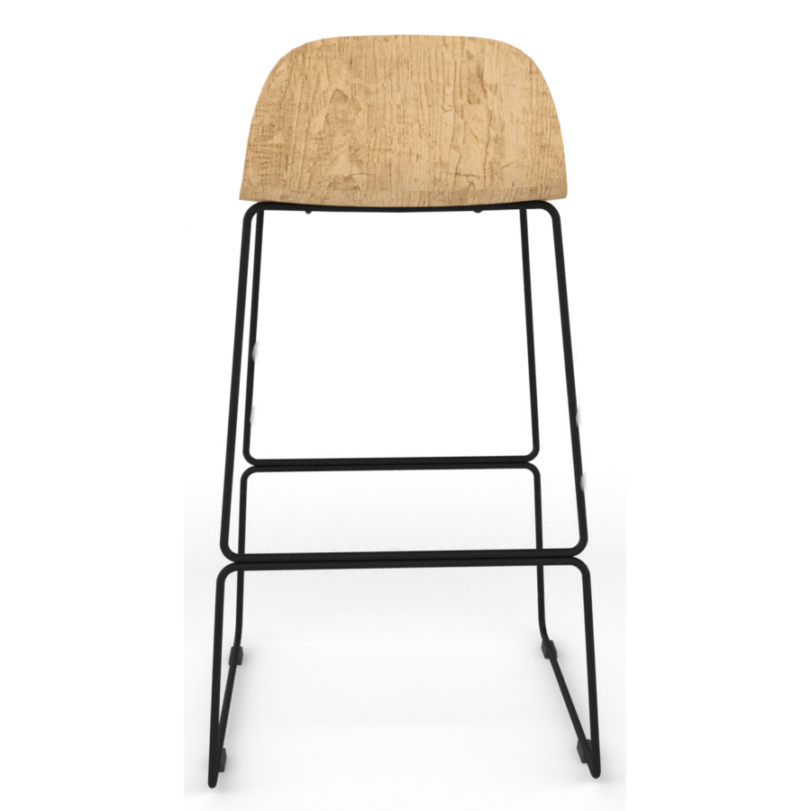 Almond Ash Shell Chair High Stool with Black Steel Frame