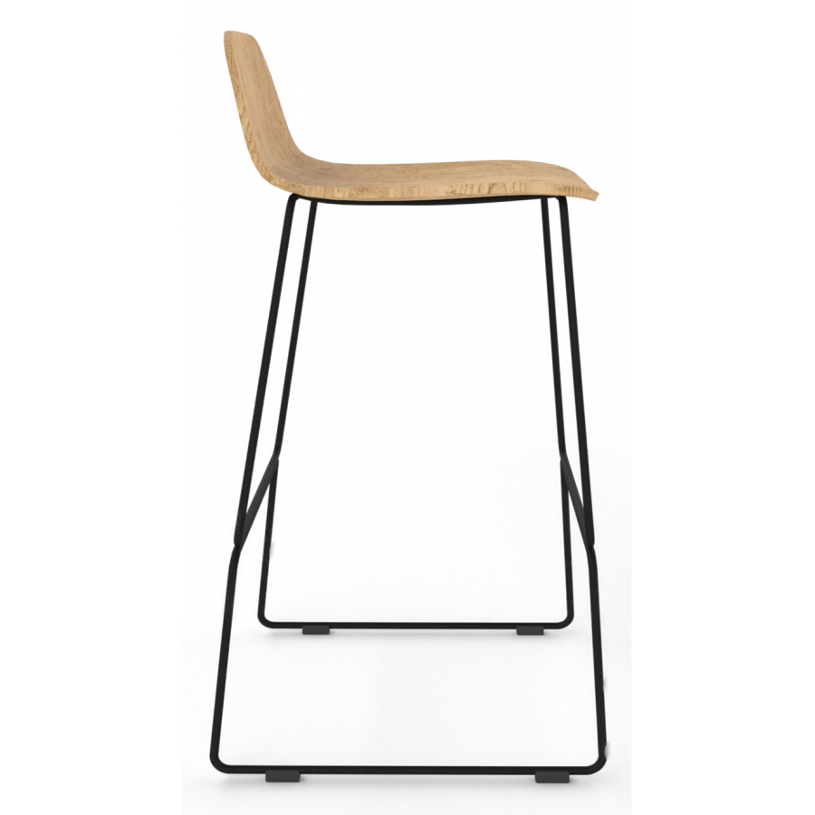 Almond Ash Shell Chair High Stool with Black Steel Frame