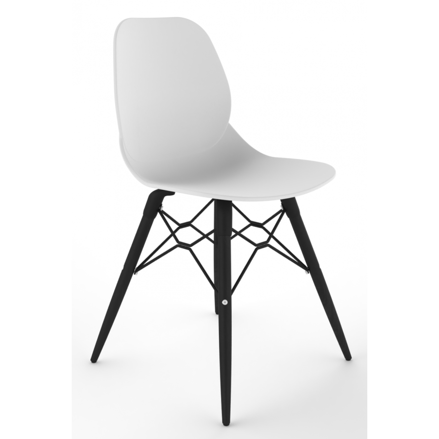 Coco Plastic Shell Chair with Black Wooden Eiffel Frame