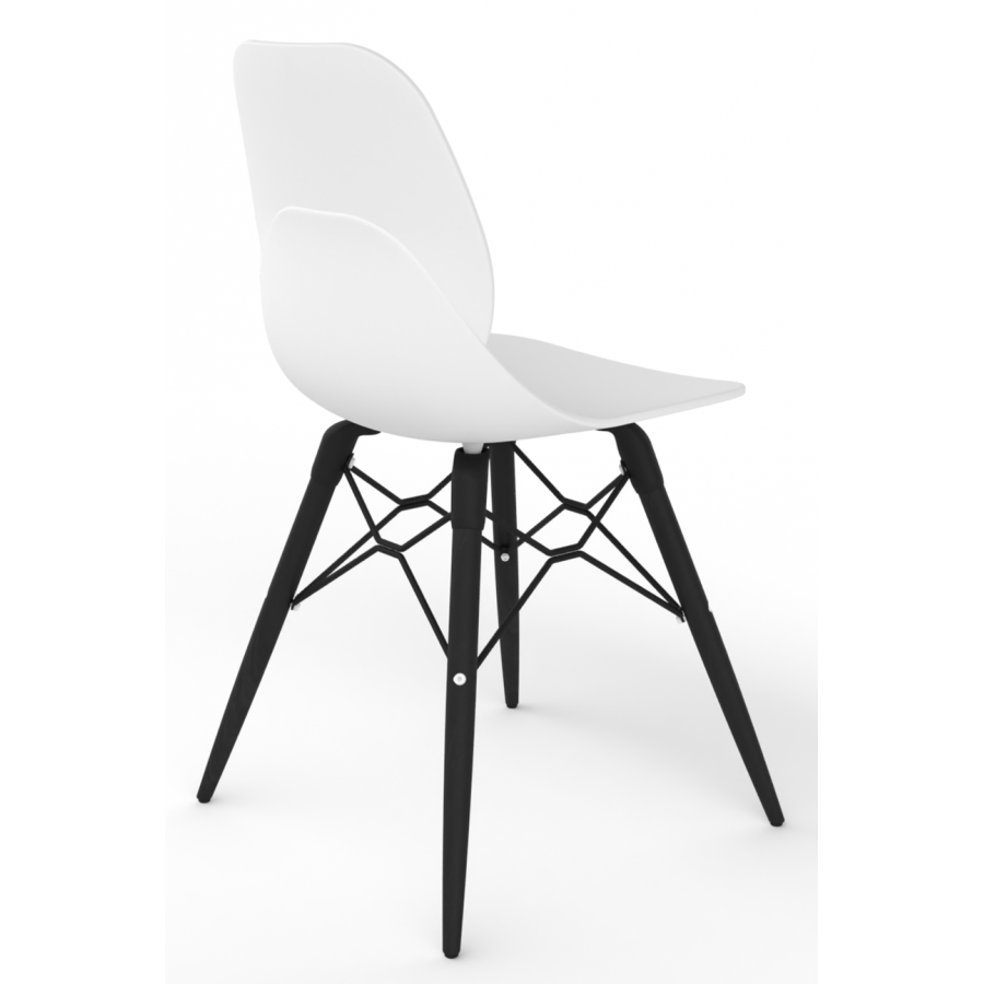 Coco Plastic Shell Chair with Black Wooden Eiffel Frame