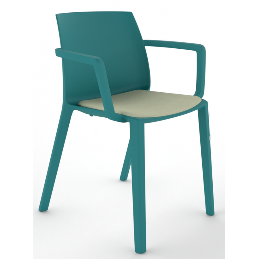 Cashew One Piece Moulded Chair with Upholstered Seat