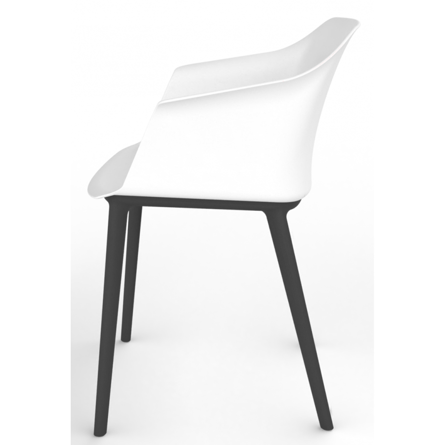 Cashew One Piece Plastic Shell Chair with 4 Black Legs