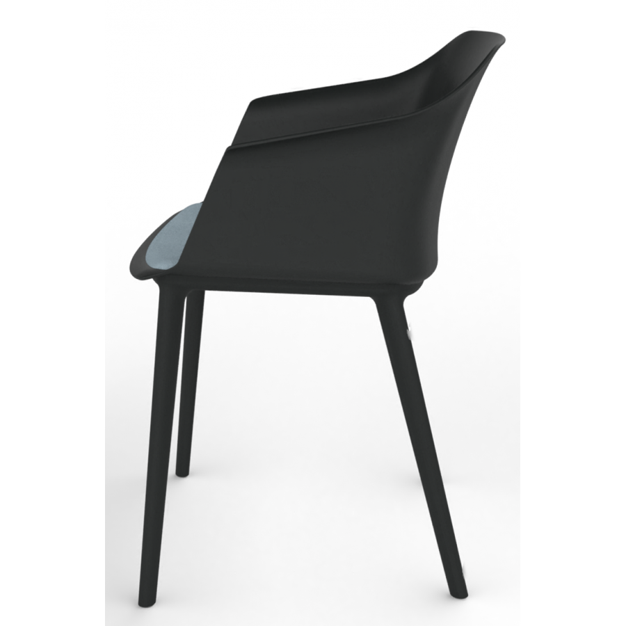 Cashew One Piece Moulded Chair with 4 Legs and Upholstered Seat