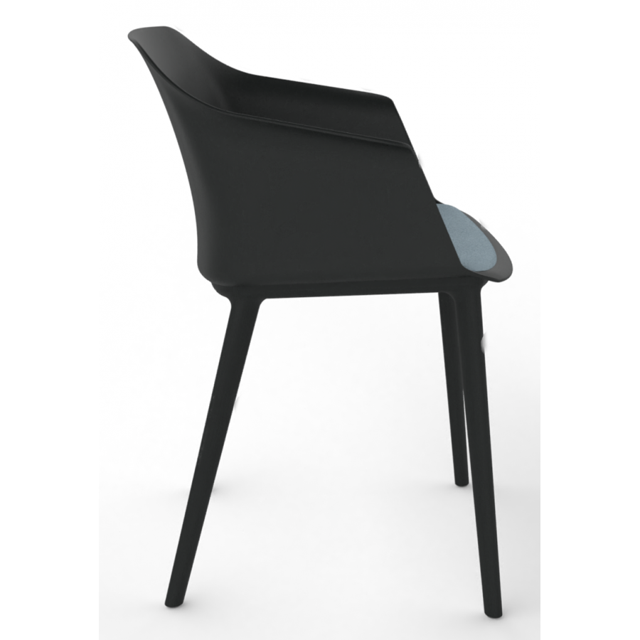 Cashew One Piece Moulded Chair with 4 Legs and Upholstered Seat