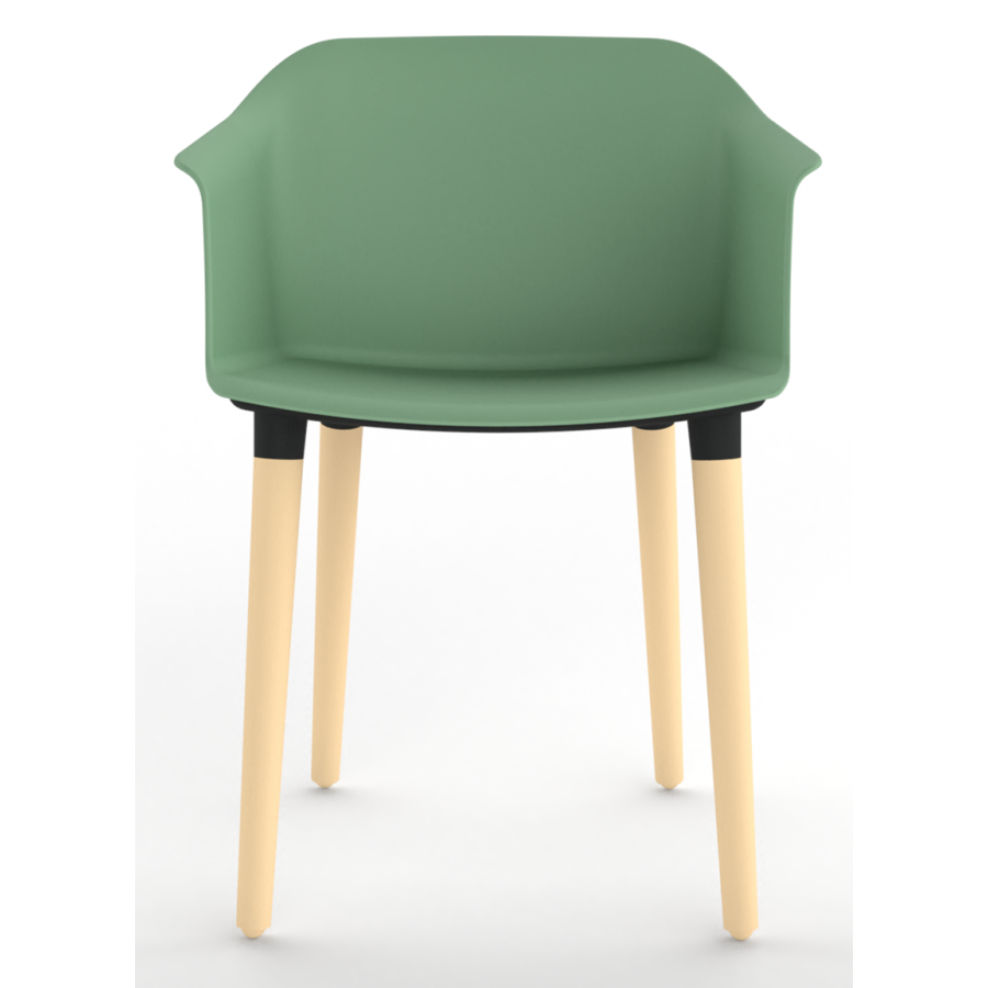 Cashew One Piece Moulded Chair with Wooden Legs