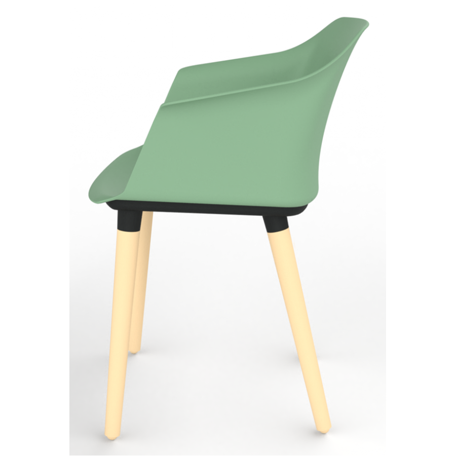 Cashew One Piece Moulded Chair with Wooden Legs