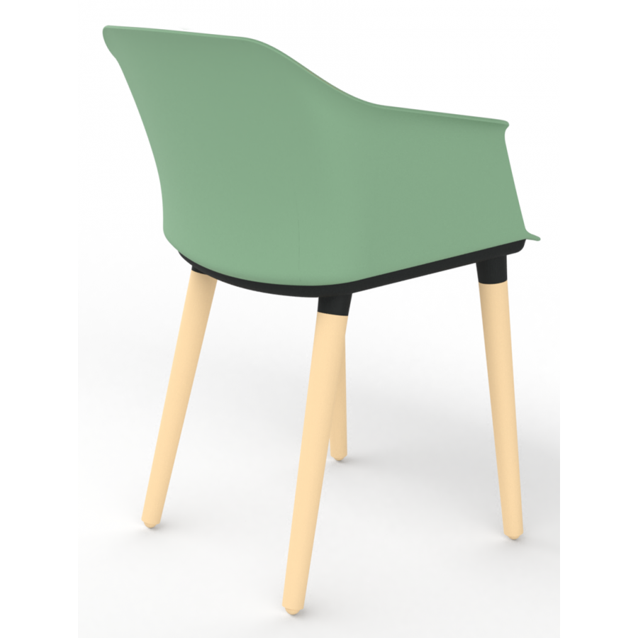 Cashew One Piece Moulded Chair with Wooden Legs