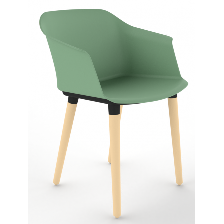 Cashew One Piece Moulded Chair with Wooden Legs