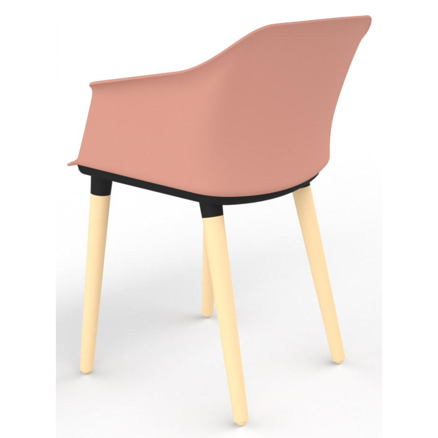 Cashew One Piece Moulded Chair with Wooden Legs and Upholstered Seat