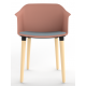 Cashew One Piece Moulded Chair with Wooden Legs and Upholstered Seat