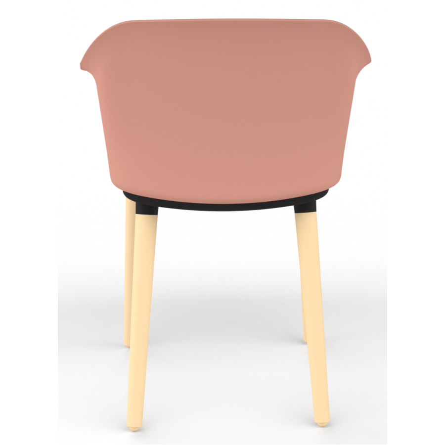 Cashew One Piece Moulded Chair with Wooden Legs and Upholstered Seat