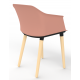 Cashew One Piece Moulded Chair with Wooden Legs and Upholstered Seat
