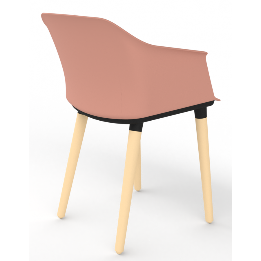 Cashew One Piece Moulded Chair with Wooden Legs and Upholstered Seat