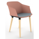 Cashew One Piece Moulded Chair with Wooden Legs and Upholstered Seat