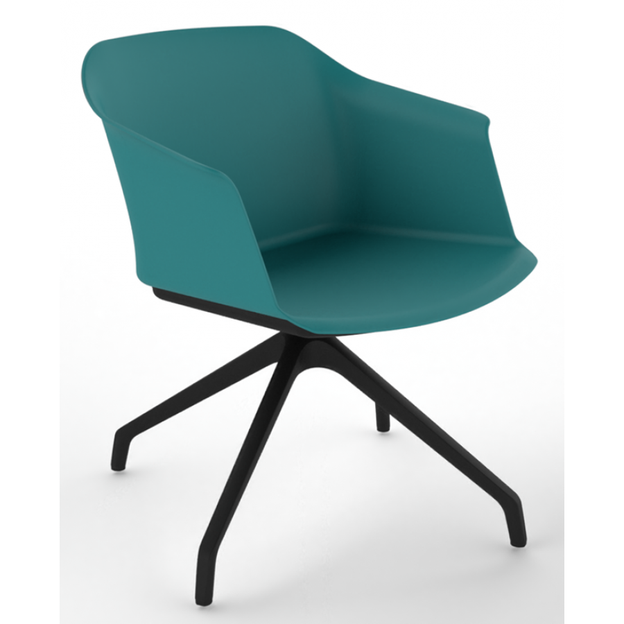 Cashew One Piece Moulded Chair with Black Pyramid Base