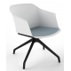Cashew One Piece Moulded Chair with Black Pyramid Base and Upholstered Seat