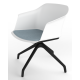 Cashew One Piece Moulded Chair with Black Pyramid Base and Upholstered Seat