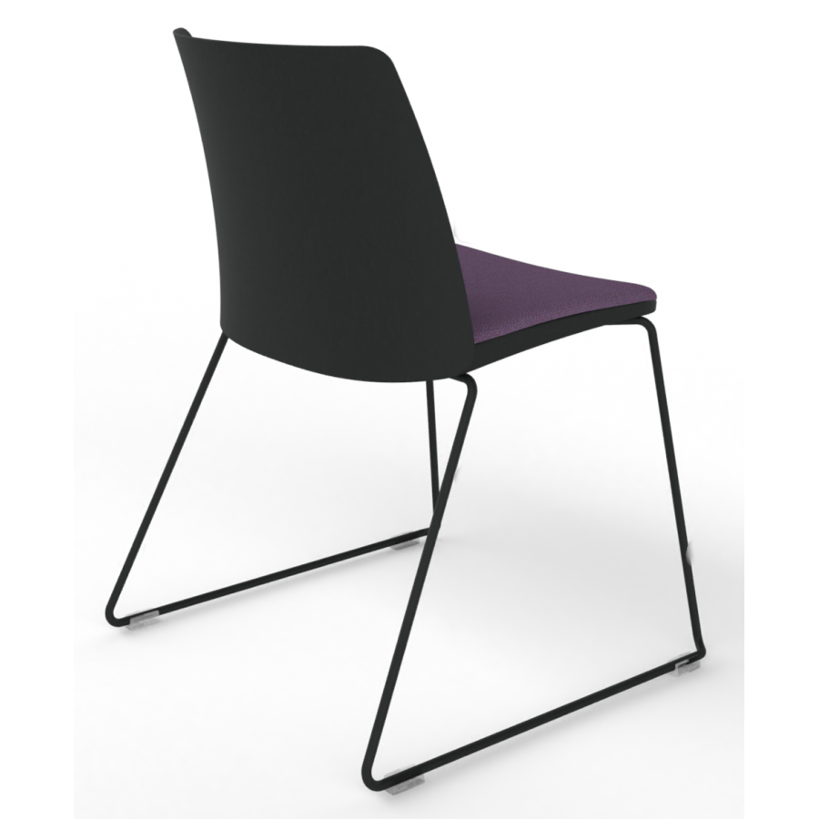 Melba Polypropylene Shell Skid Frame Chair with Upholstered Seat