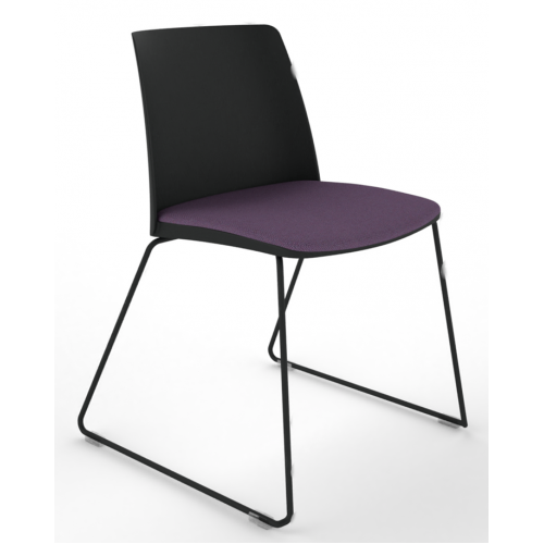 Melba Polypropylene Shell Skid Frame Chair with Upholstered Seat