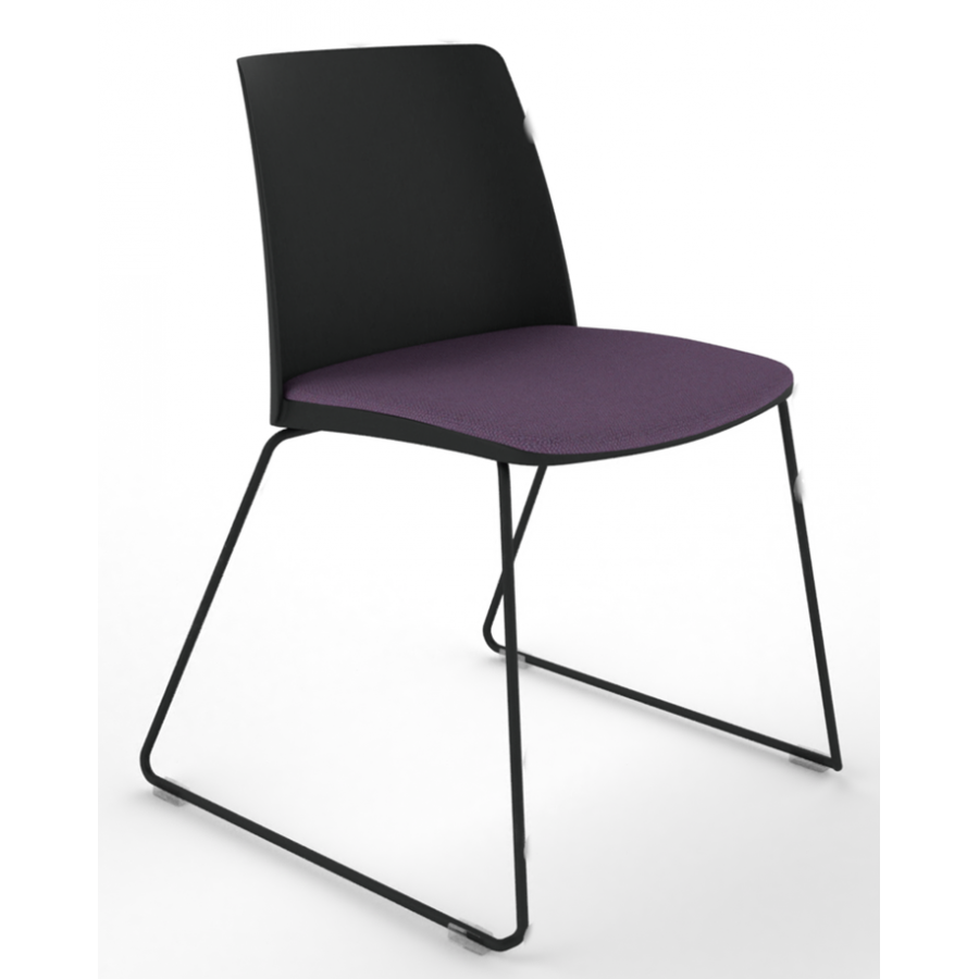 Melba Polypropylene Shell Skid Frame Chair with Upholstered Seat