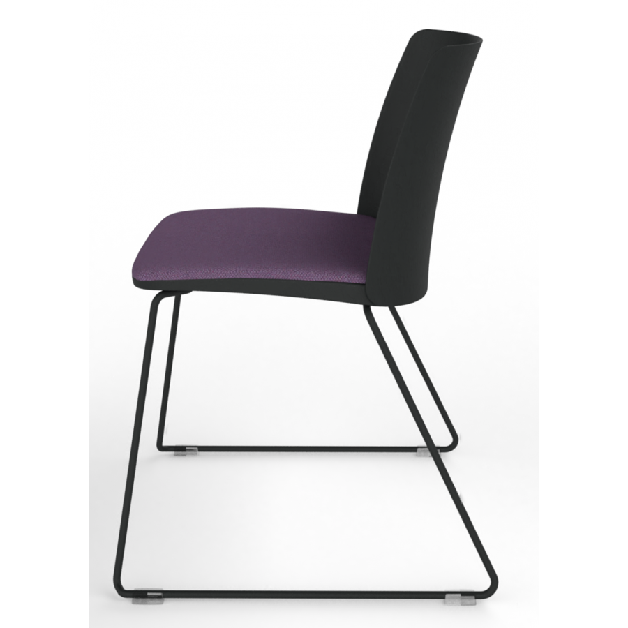 Melba Polypropylene Shell Skid Frame Chair with Upholstered Seat