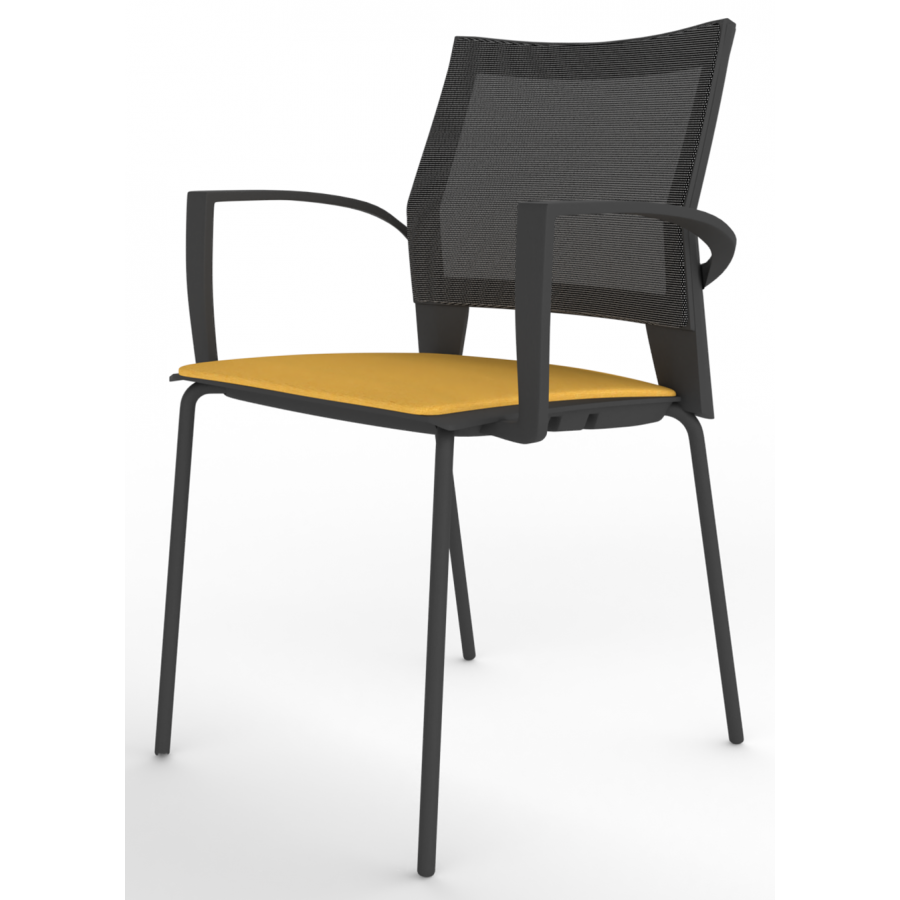 Melona Black Mesh Back 4-Leg Chair