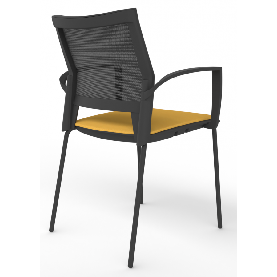 Melona Black Mesh Back 4-Leg Chair