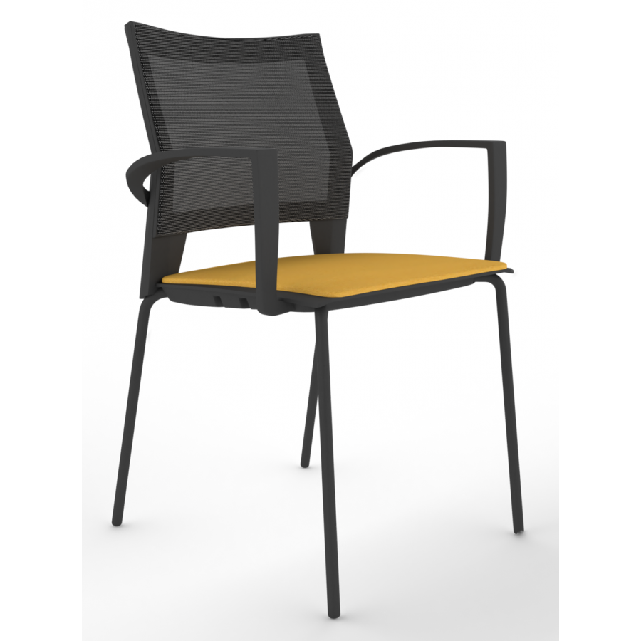 Melona Black Mesh Back 4-Leg Chair