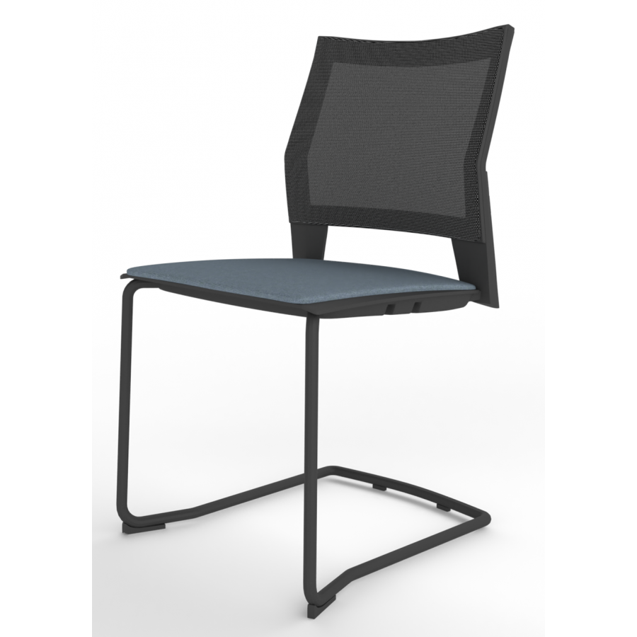 Melona Black Mesh Back Cantilever Chair