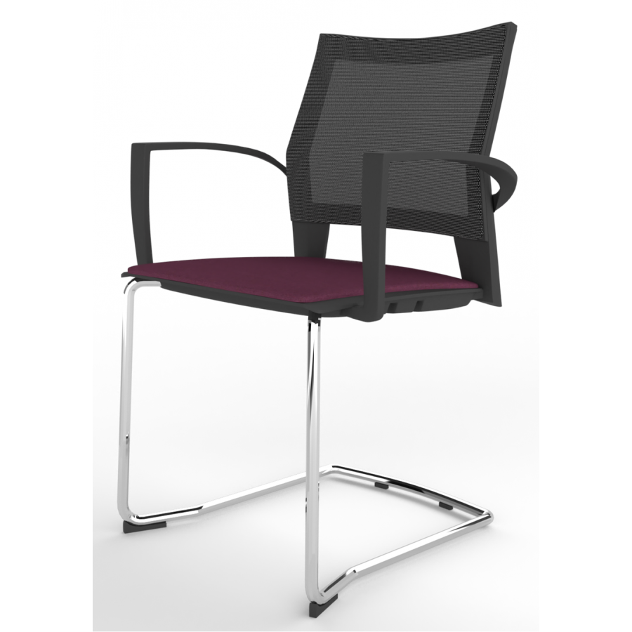 Melona Black Mesh Back Cantilever Chair