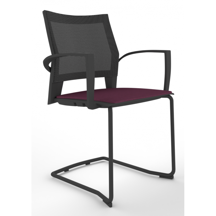 Melona Black Mesh Back Cantilever Chair