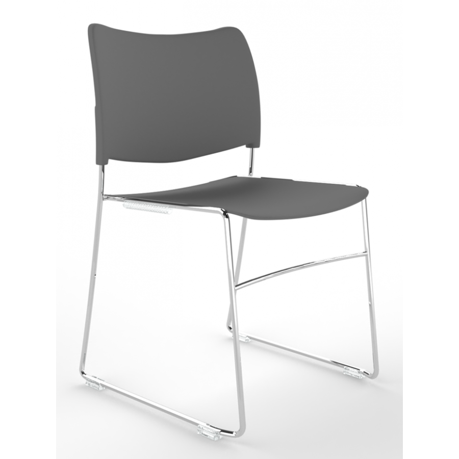 Nectar Plastic Seat And Back Skid Frame Stacking Chair