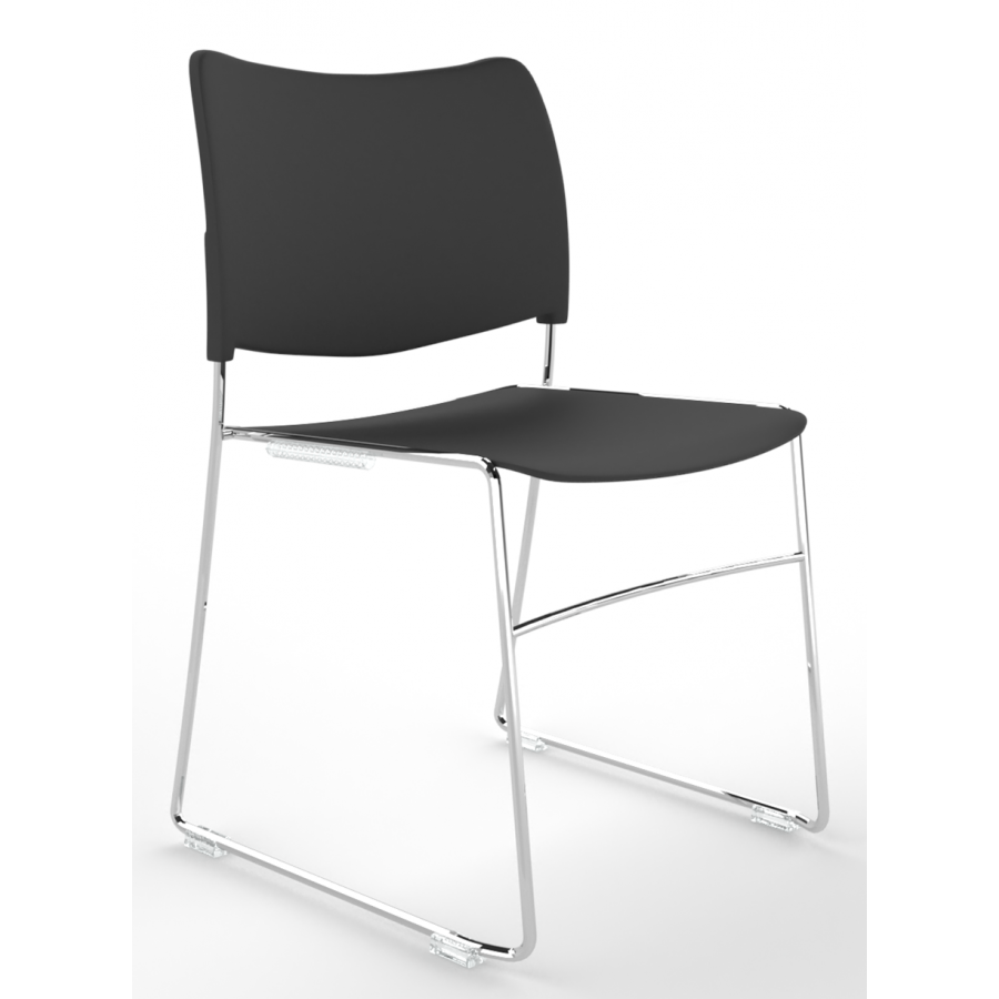 Nectar Plastic Seat And Back Skid Frame Stacking Chair