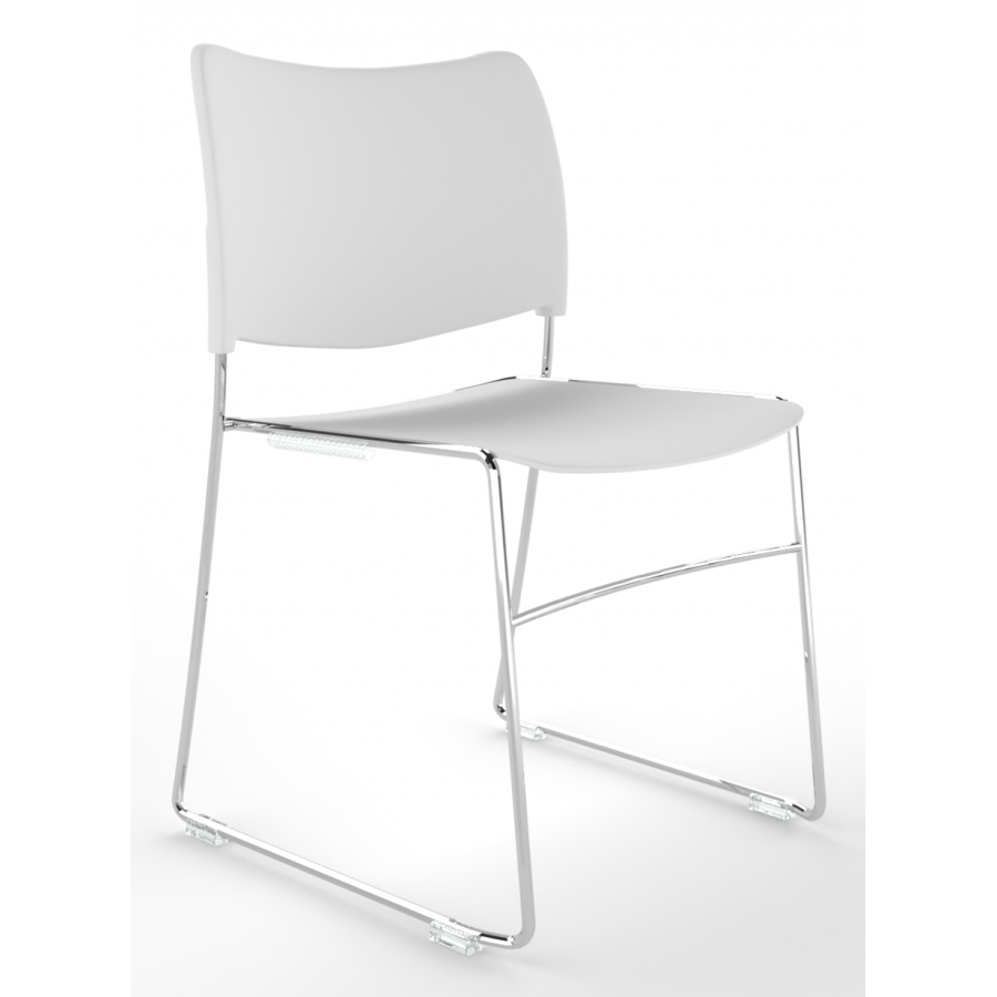 Nectar Plastic Seat And Back Skid Frame Stacking Chair