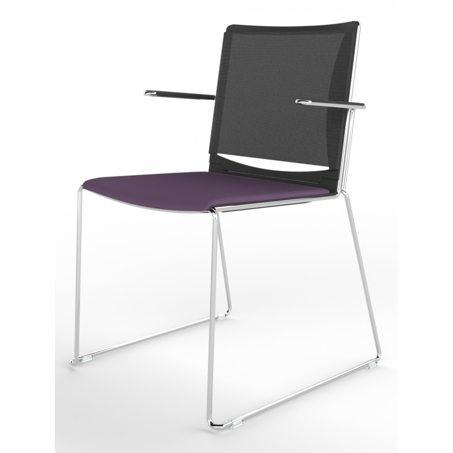 Tango Upholstered Seat And Mesh Back Stacking Chair