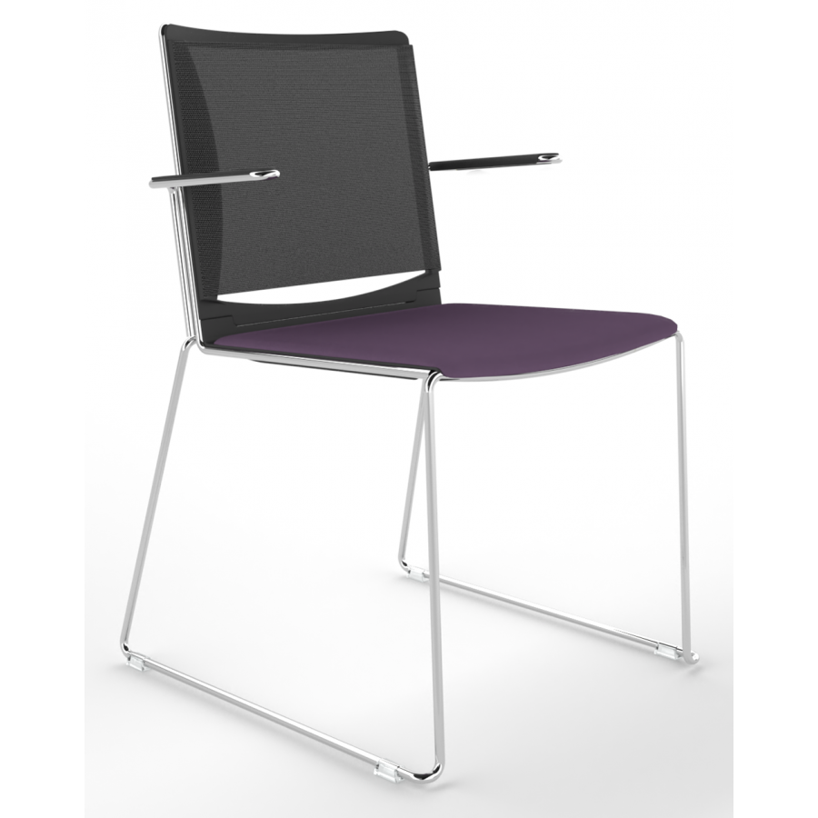 Tango Upholstered Seat And Mesh Back Stacking Chair