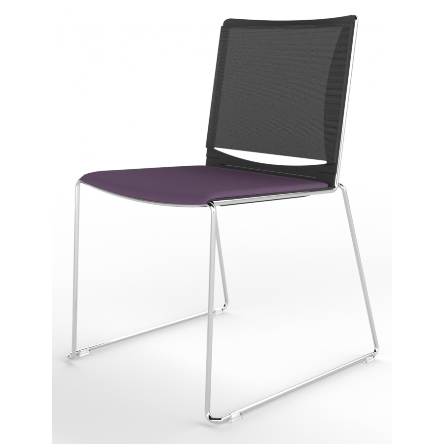 Tango Upholstered Seat And Mesh Back Stacking Chair